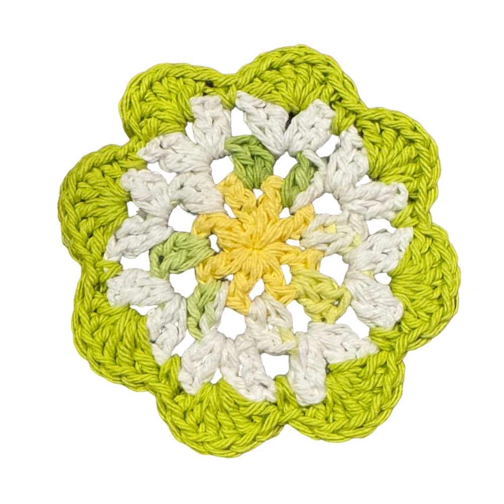 Groovy Mug Rug Coaster - Retro Daisy Granny - 100% Cotton - Handmade by Seller